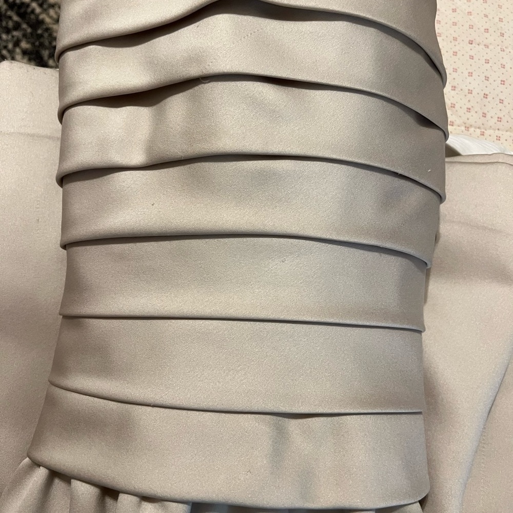 Cream satin strapless gown